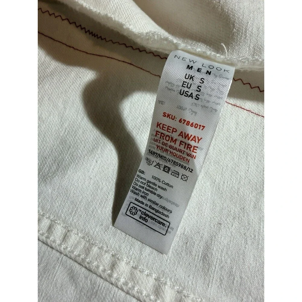 Hand Painted Graffiti Jacket Street Art Punk New Look White Denim Small Raw Hem